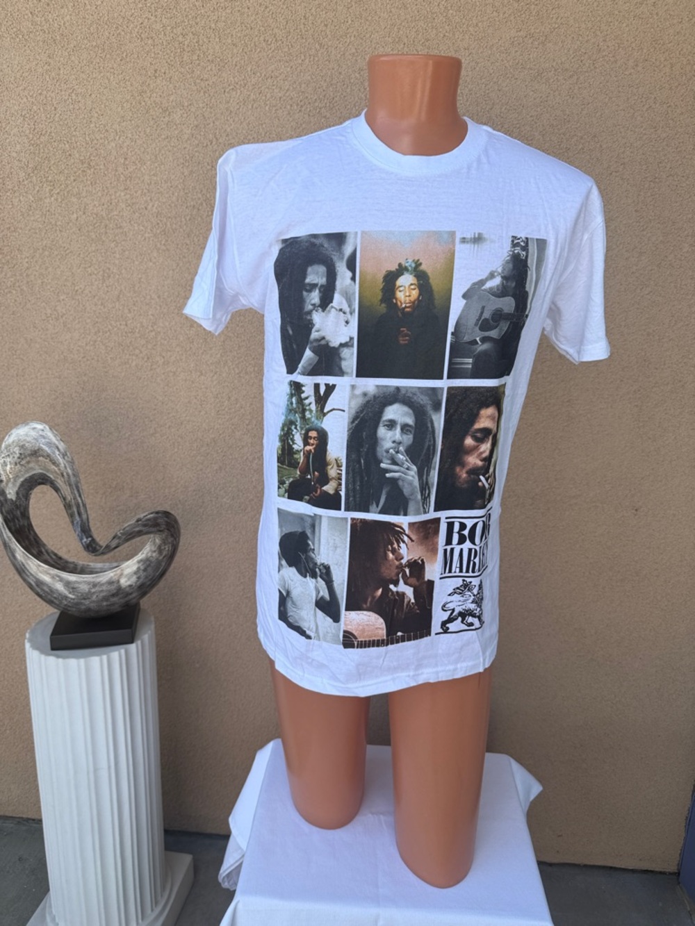 Zion Rootswear White Bob Marley Multi-Panel Graphic Tee